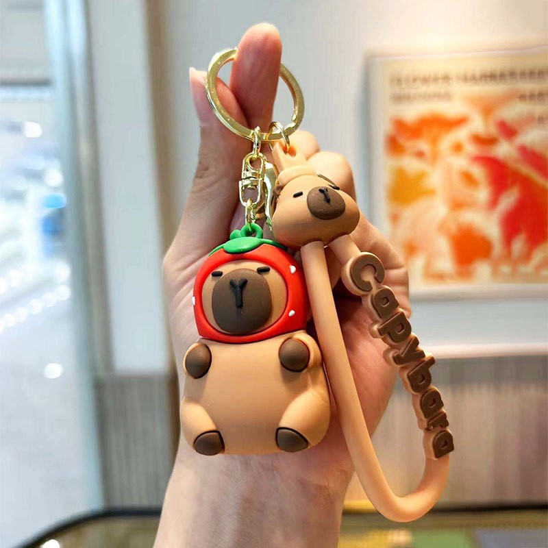 PVC Keychain Supplier - Wholesale 3D Cartoon PVC Capibara Key Chain Cute Couple Animation