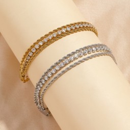 Zircon Bracelet Manufacturer - Hot-selling Waterproof Stainless Steel 18K Gold Zircon Bracelet