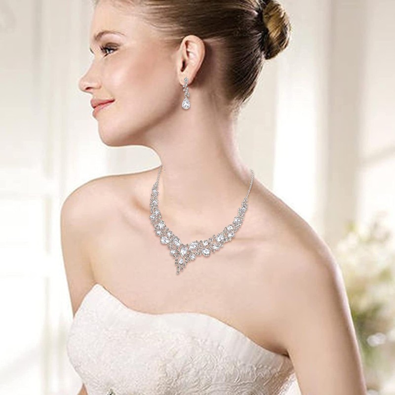 Bridal Jewelry Supplier - High Quality Bridal Jewelry Sets Gold Plated Crystal Necklace Earrings