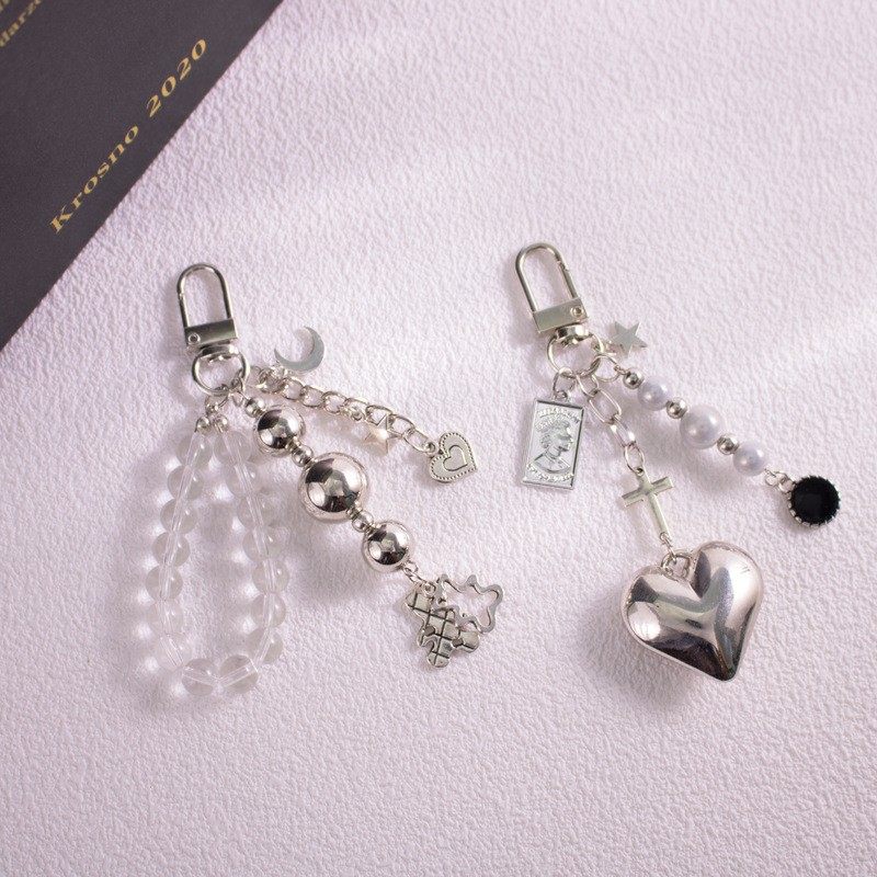 Bag Keychain Manufacturer - Ins Sweet Cool Wind Beaded Stars Moon Bag Key Chain Metal Pendant