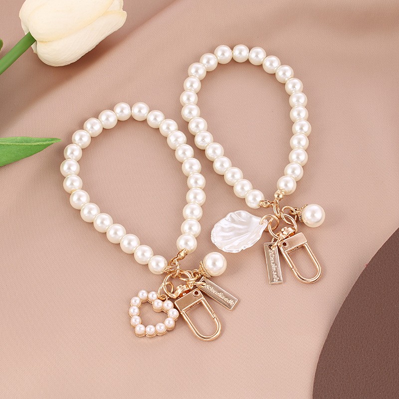 Pearl Bracelet Keychain Manufacturer - Creative Imitation Pearl Love Bracelet Key Chain Gift