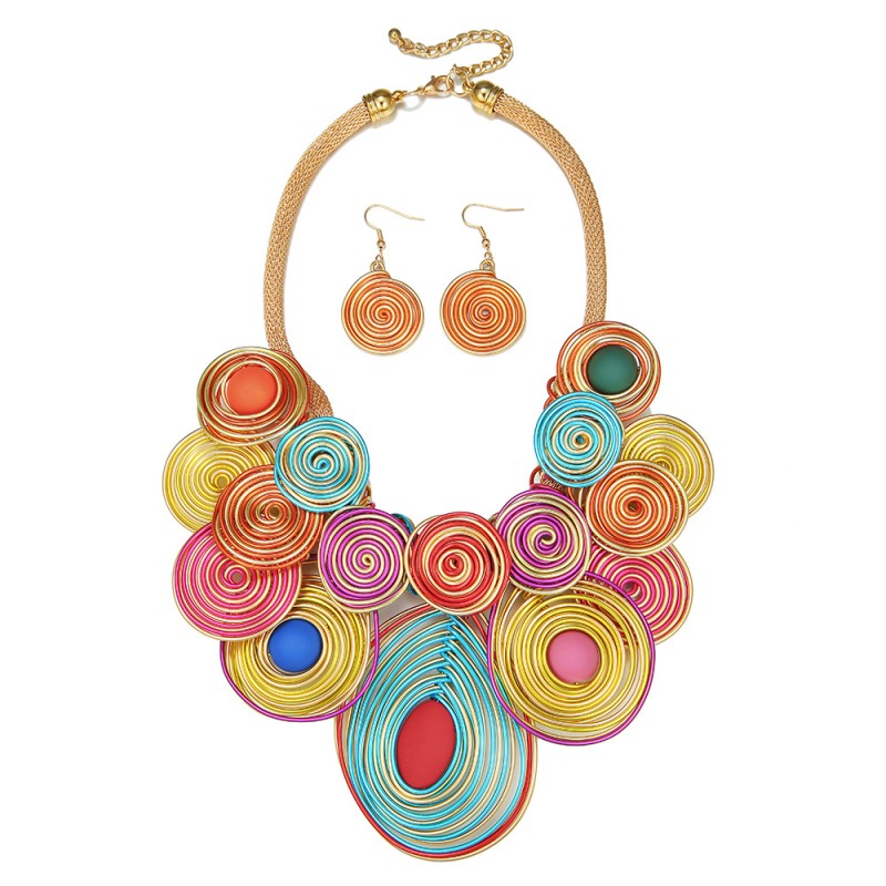Africa Necklace Set Factory - In Stock Handmade Aluminum Wire Colorful Africa Necklace Set