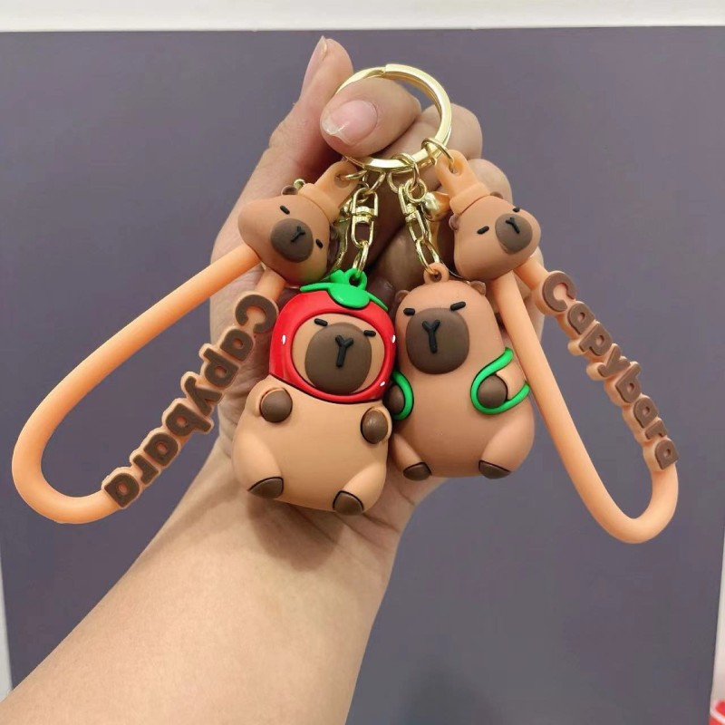 PVC Keychain Supplier - Wholesale 3D Cartoon PVC Capibara Key Chain Cute Couple Animation