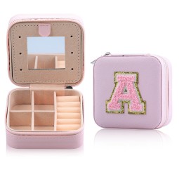 Letter Jewelry Box Factory - Pink Single Layer Storage Box With Mirror Classic Leather Box