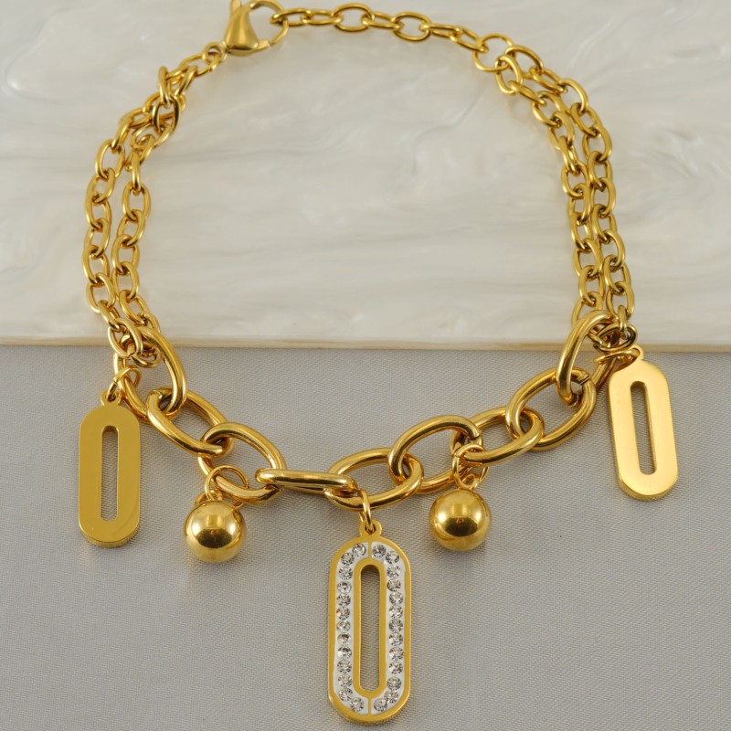 Geometric Bracelet Supplier - Color Preserving Titanium Steel Geometric Diamond Bracelet Waterproof