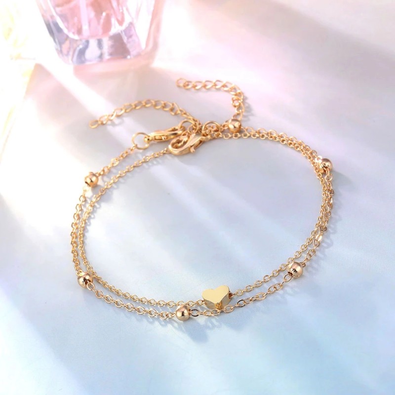Bohemian Anklet Supplier - 2022 Wholesale Bohemian Layered Heart Anklet Summer Beach Bead