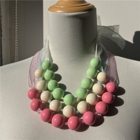 Beaded Necklace Manufacturer - Wholesale 20mm Handmade Resin Acrylic Beads Necklace for Girls