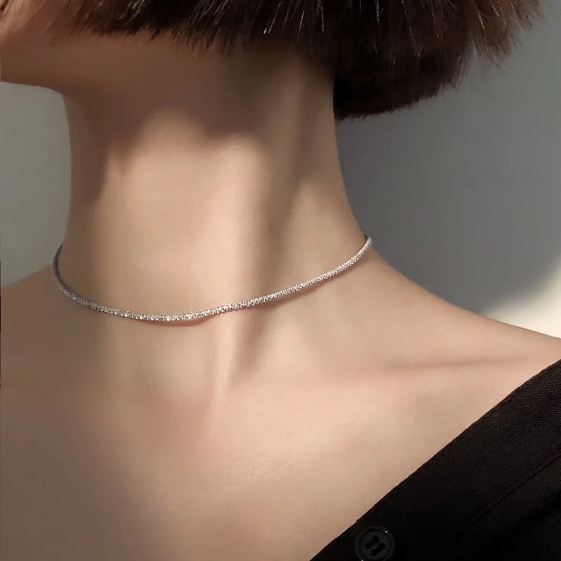 Sparkling Necklace Manufacturer - New Fashion 925 Sterling Silver Sparkling Clavicle Choker Necklace
