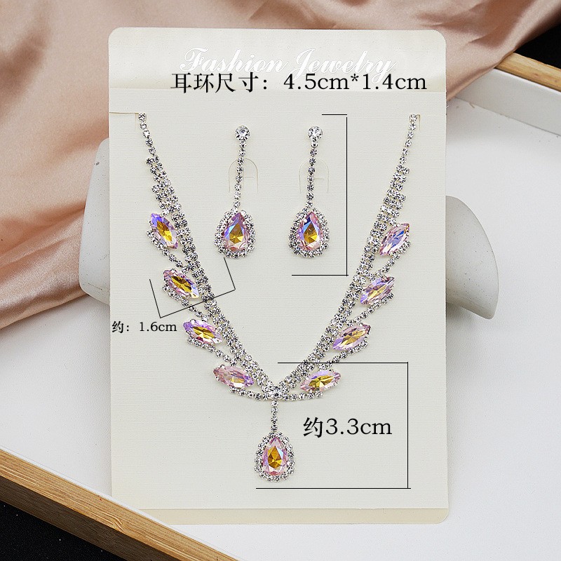 Rhinestone Set Factory - 2023 Wedding Jewelry Sets Rhinestone Diamond Necklace Earring Set