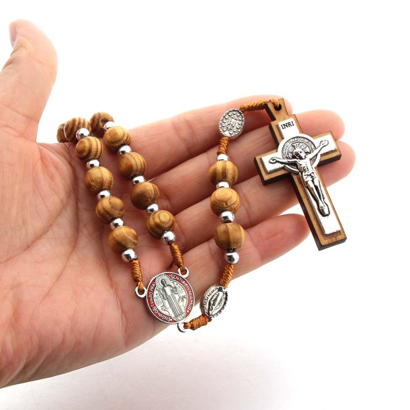 Rosary Necklace Supplier - In Stock Prayer Rosary Beads Necklace Wood Beads Catholic Necklace