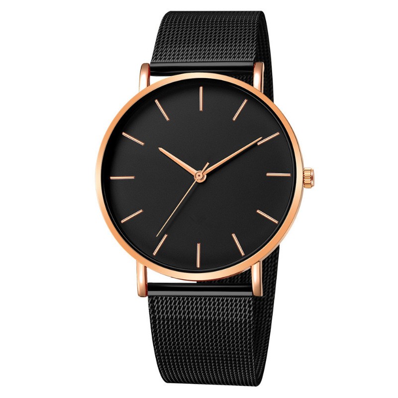 Men's Watch Manufacturer - Simple Fashionable Round Large Dial Mesh Steel Strap Quartz Watch