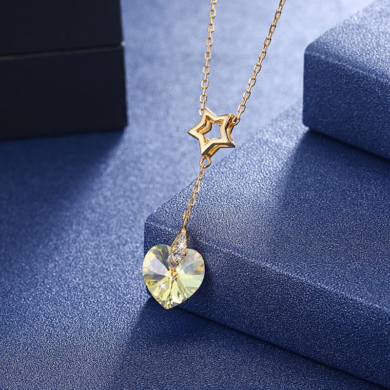 Amethyst Pendant Supplier - Non Tarnish S925 Silver Amethyst Pendant Necklace Star Heart Collar