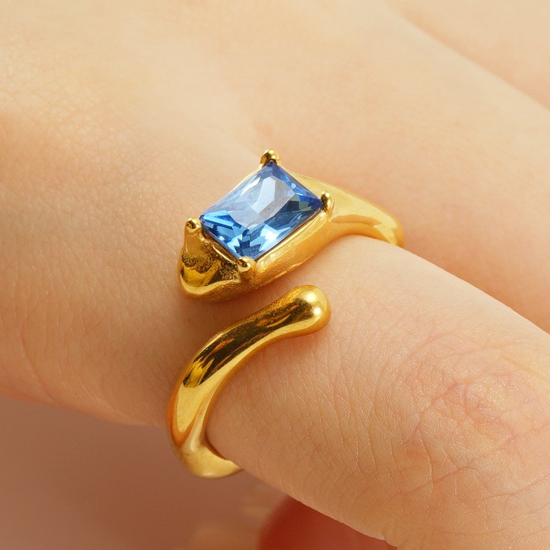 Moonstone Ring Factory - Vintage Stainless Steel Plated 18k Gold Moonstone Adjustable Ring