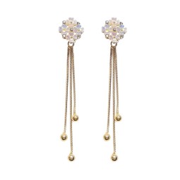 Flower Tassel Manufacturer - S925 Silver Needle Temperament Long Flower Tassel Drop Earrings