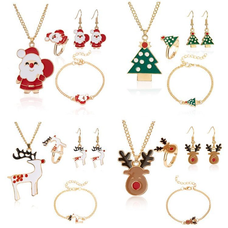 Christmas Set Supplier - 4pcs/set Christmas Gifts Jewelry Set for Girls Santa Elf Set