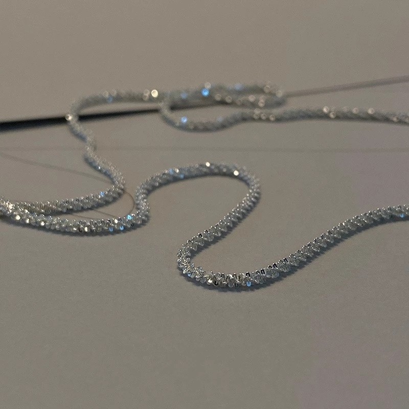 Lady Necklace Manufacturer - New 925 Sterling Silver Sparkling Clavicle Chain Collar Jewelry
