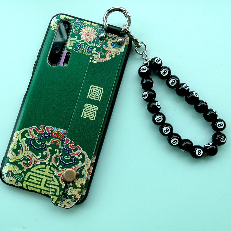 Phone Chain Supplier - Simple Alloy Door Buckle Black 8 Lanyard Beaded Mobile Phone Chain