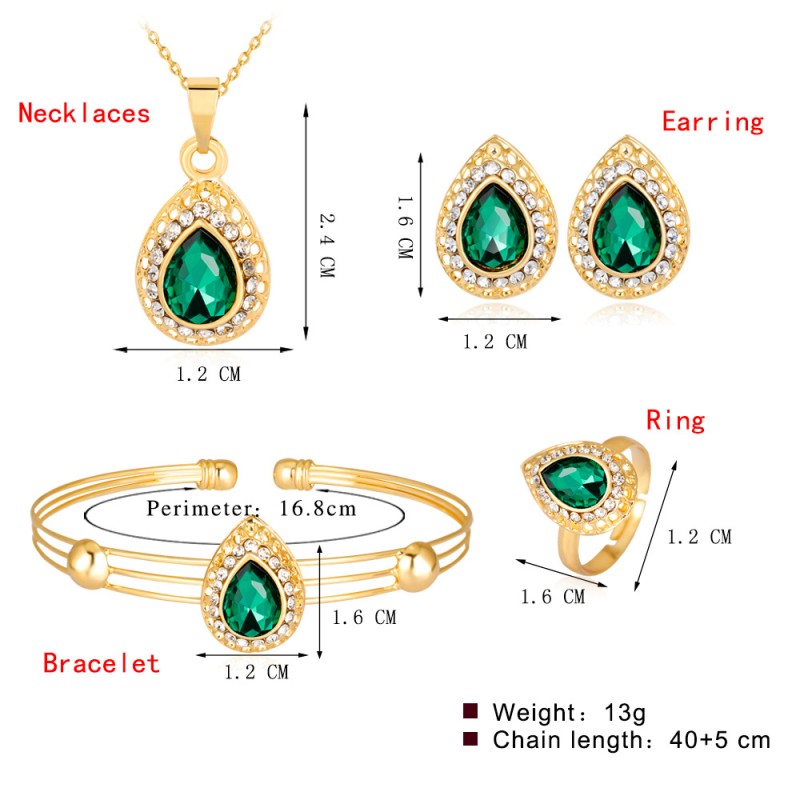 Heart Crystal Set Manufacturer - Fashion Heart Shape Crystal Necklace Bracelet Earrings Set