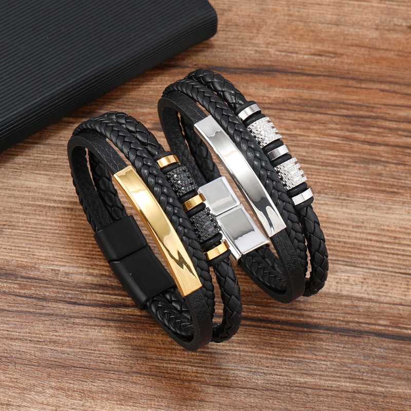 Braided Bracelet Manufacturer - New Creative Braided Leather Personality Fashion Magnetic Bracelet
