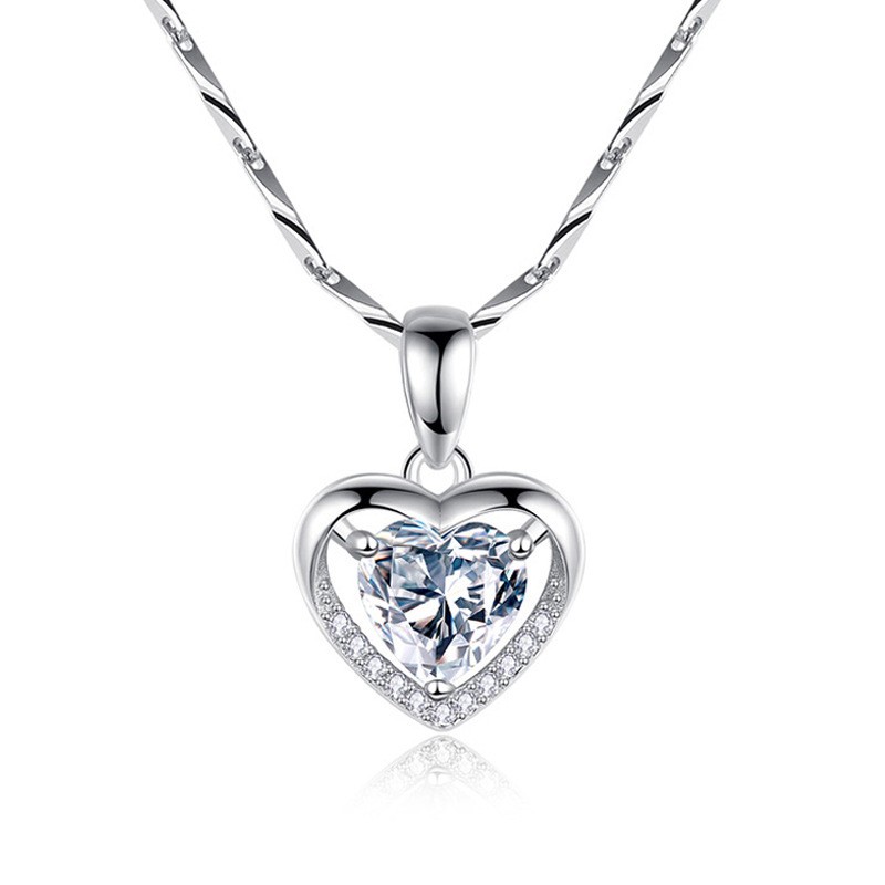 Heart Pendant Manufacturer - Elegant Heart Pendant 925 Silver Zircon Gemstone Wedding Jewelry