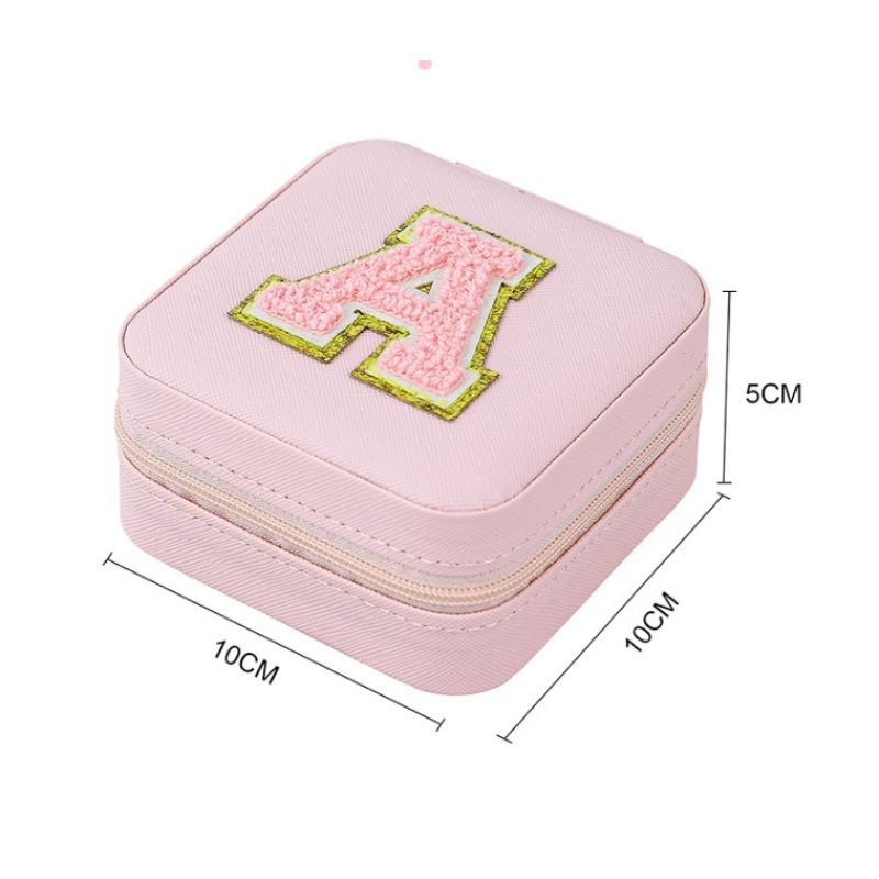 Letter Jewelry Box Factory - Pink Single Layer Storage Box With Mirror Classic Leather Box