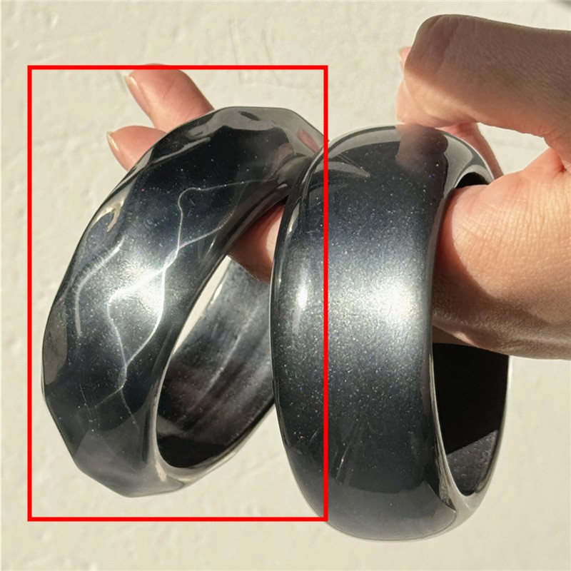 Resin Bracelet Factory - 2025 Futuristic Tech Round Grey-Black Minimalist Geometric Bangle