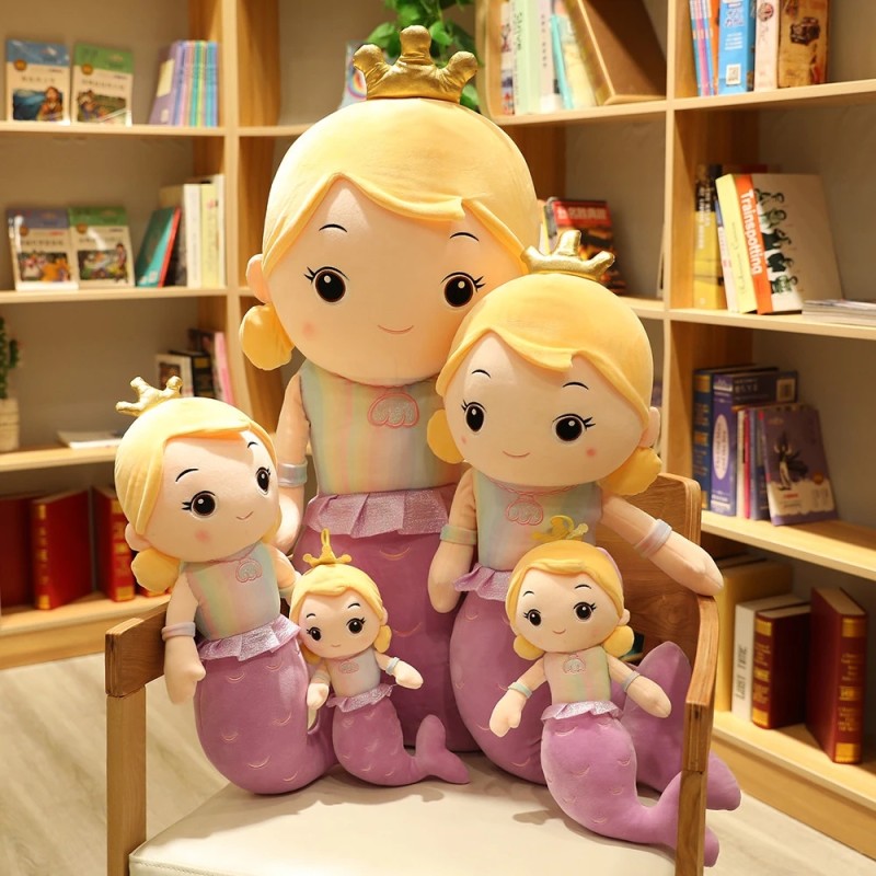 Crown Mermaid Factory - 30 cm Cartoon Crown Mermaid Plush Stuffed Doll Home Decor Pillow