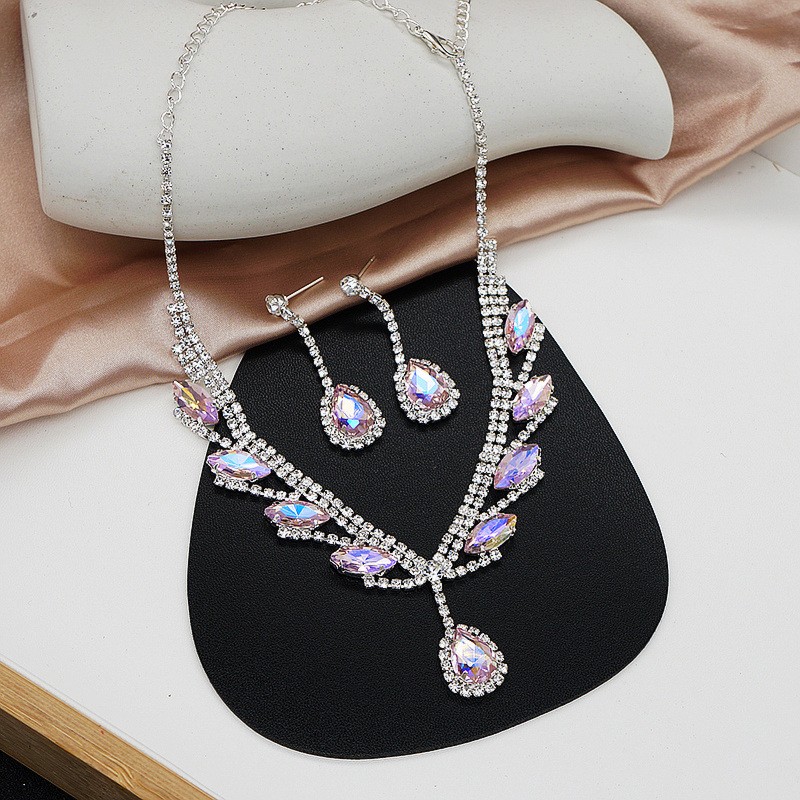 Rhinestone Set Factory - 2023 Wedding Jewelry Sets Rhinestone Diamond Necklace Earring Set