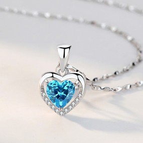 Heart Pendant Manufacturer - Elegant Heart Pendant 925 Silver Zircon Gemstone Wedding Jewelry