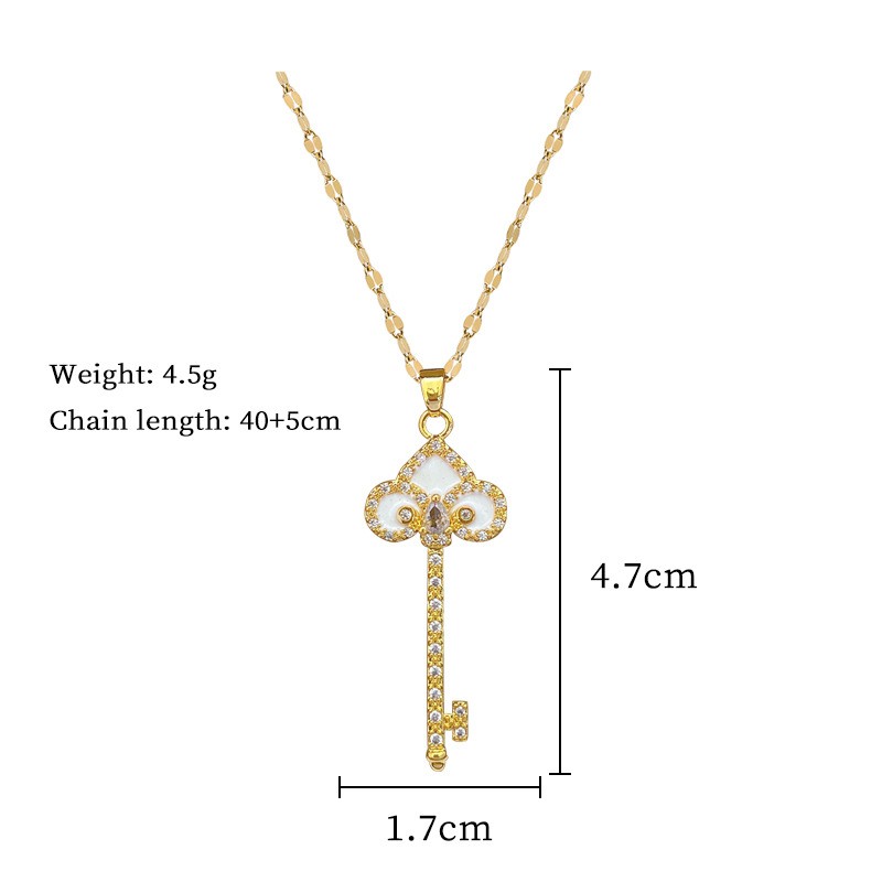 Pendant Necklace Factory - Minimalist Key Pendant Water Drop Stainless Steel Gold Plated