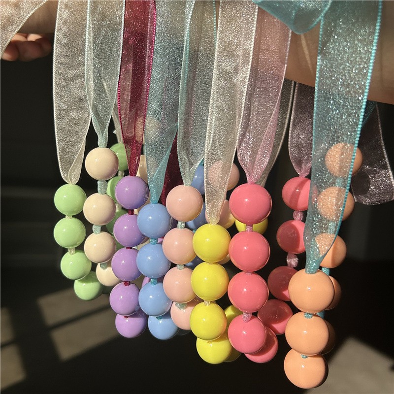 Beaded Necklace Manufacturer - Wholesale 20mm Handmade Resin Acrylic Beads Necklace for Girls