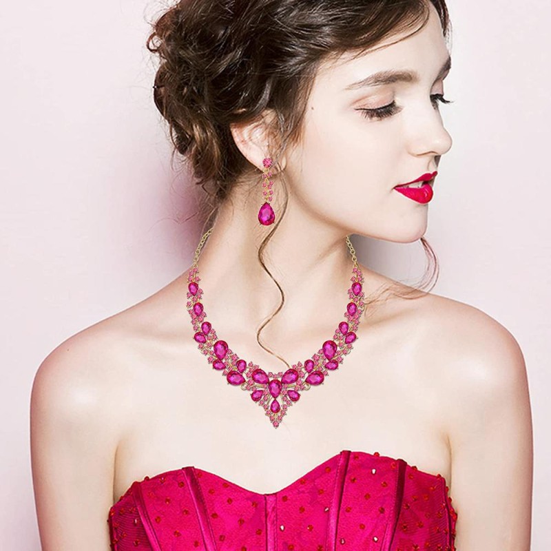 Bridal Jewelry Supplier - High Quality Bridal Jewelry Sets Gold Plated Crystal Necklace Earrings