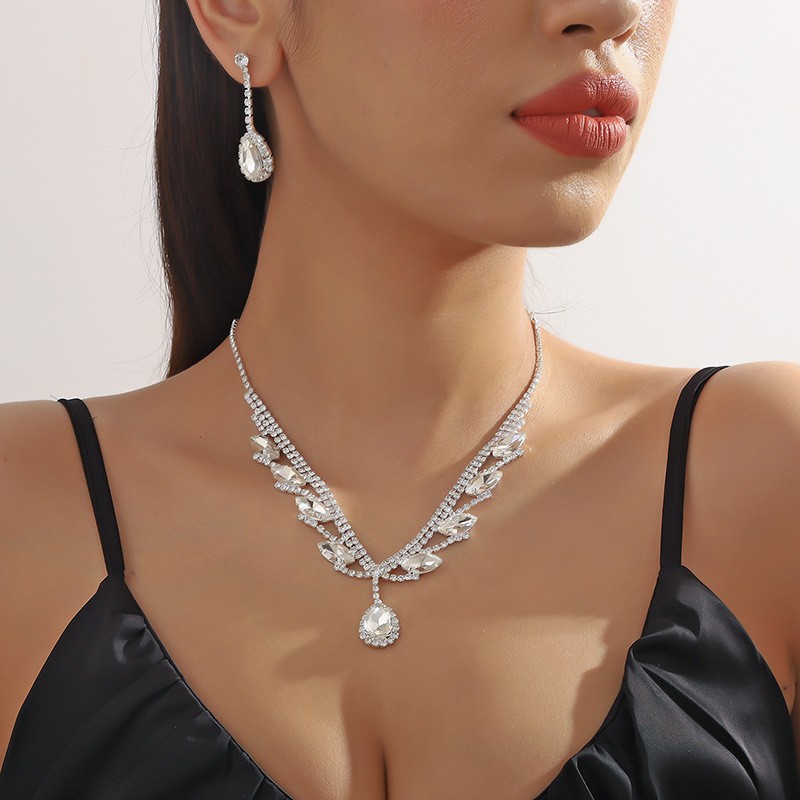 Rhinestone Set Factory - 2023 Wedding Jewelry Sets Rhinestone Diamond Necklace Earring Set