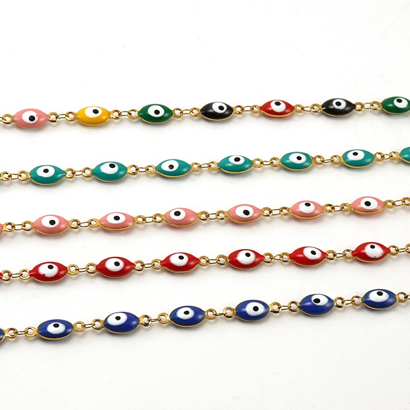 Devil's Eye Bracelet Manufacturer - Charm Colored Devil's Eye Round Glass Bead Stainless Steel