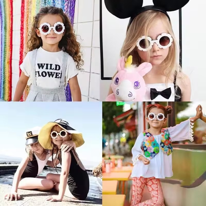 Children Sunglasses Manufacturer - 2024 Multi-color Plastic Sunflowers Kids UV400 Sunglasses