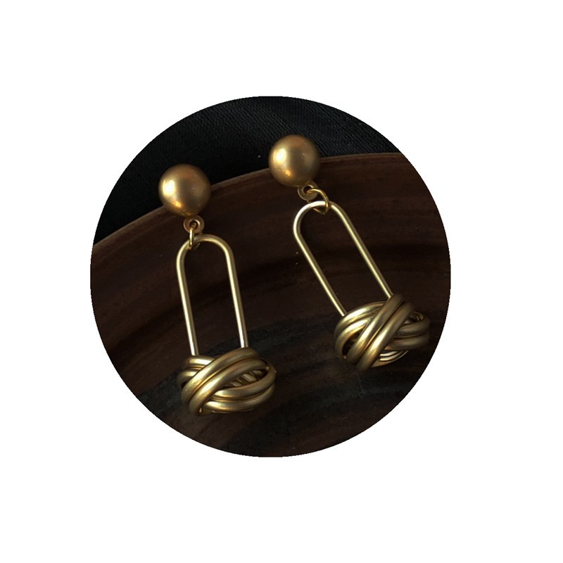 Knot Earrings Manufacturer - High Quality Copper Alloy Matte S925 Silver Needle Knot Earrings