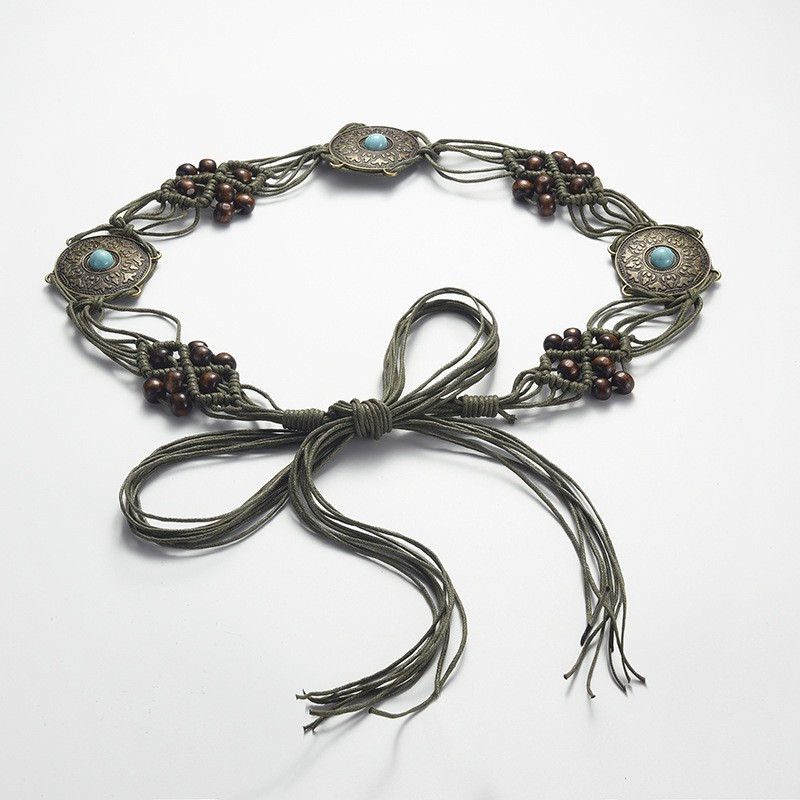 Leather Waist Chain Manufacturer - Wholesale Vintage Western Cowboy Belt Turquoise Waist Chain