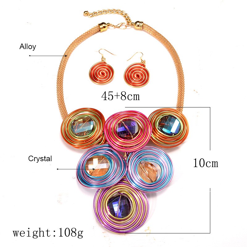 Africa Necklace Set Factory - In Stock Handmade Aluminum Wire Colorful Africa Necklace Set