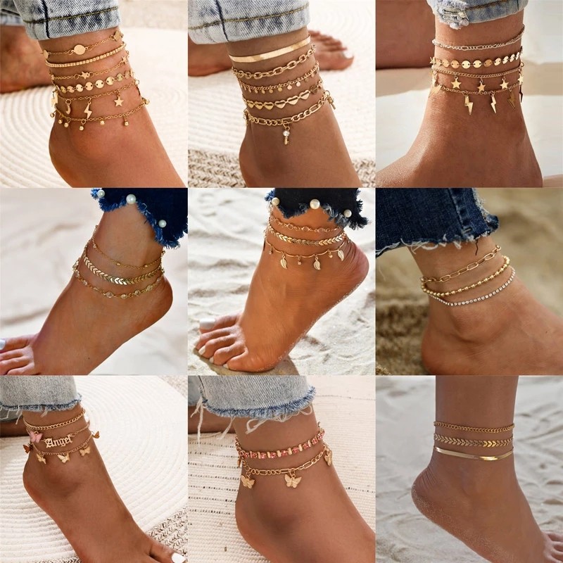 Ankle Bracelet Manufacturer - Bohemia Gold Color Chain Ankle Bracelet Beads Key Charm for Women