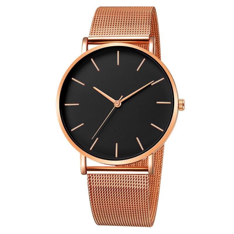 Men's Watch Manufacturer - Simple Fashionable Round Large Dial Mesh Steel Strap Quartz Watch