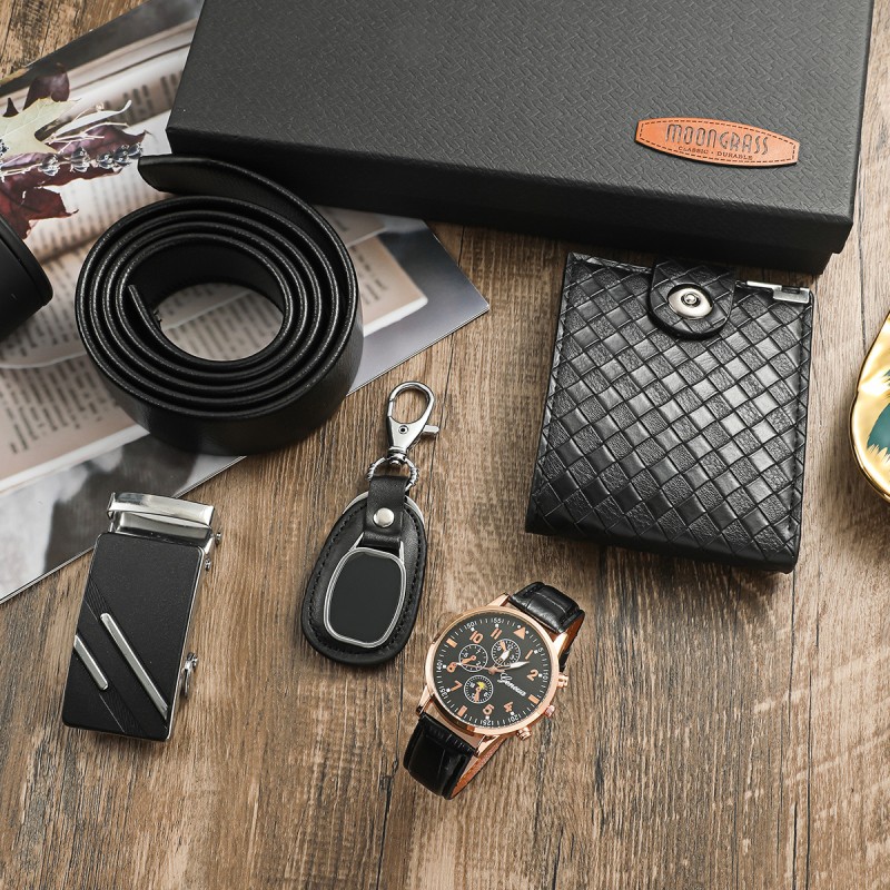 Men's Watch Set Supplier - 5pcs/set Luxury Men's Wrist Watch With Wallet Keychain Belt Set