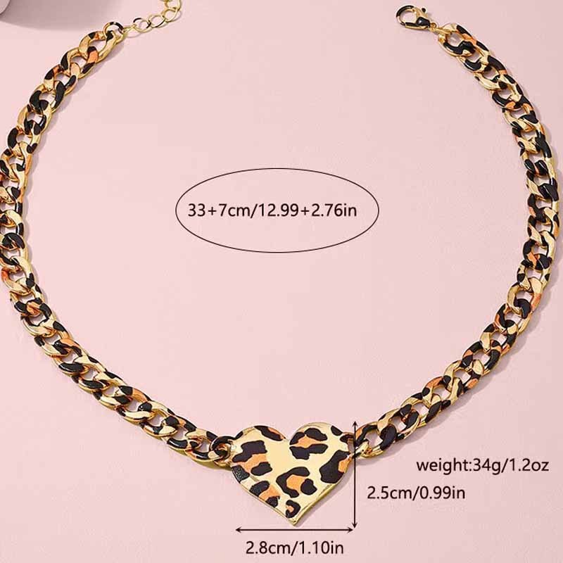 Leopard Print Necklace Manufacturer - Chic Heart Pendant Statement Piece for Women