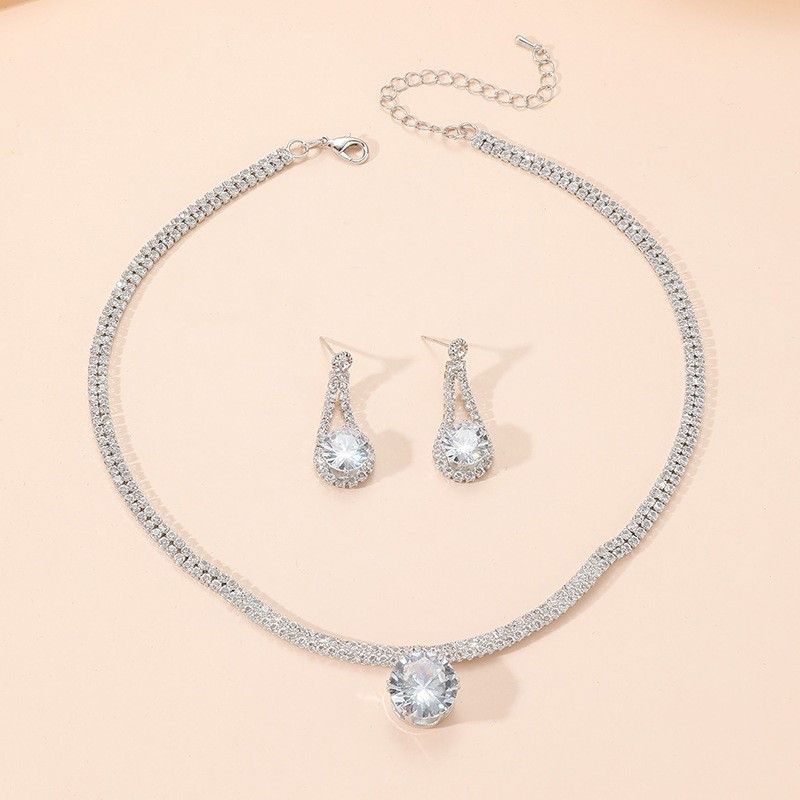 Gemstone Set Factory - New Arrival Gemstone Zirconia Jewelry Set Women Necklace Earring Set
