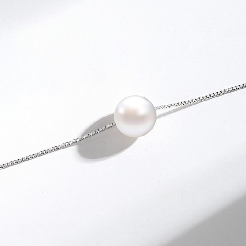 Pearl Necklace Supplier - S925 Sterling Silver One Pearl Simple Design Clavicle Chain for Women