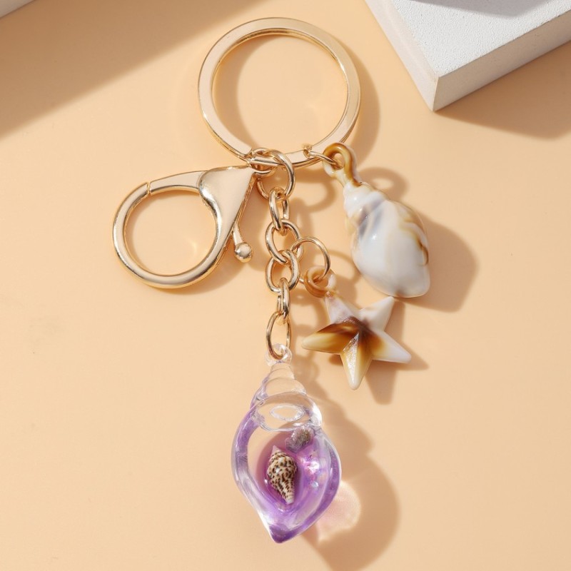 Luminous Keychain Factory - New Hot Selling Seaside Holiday Luminous Conch Key Chain Acrylic
