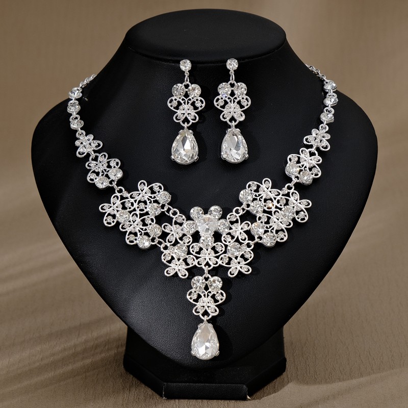 Full Diamond Set Manufacturer - 3pcs/set Luxury Full Diamond Jewelry Three-piece Ball Wedding Set