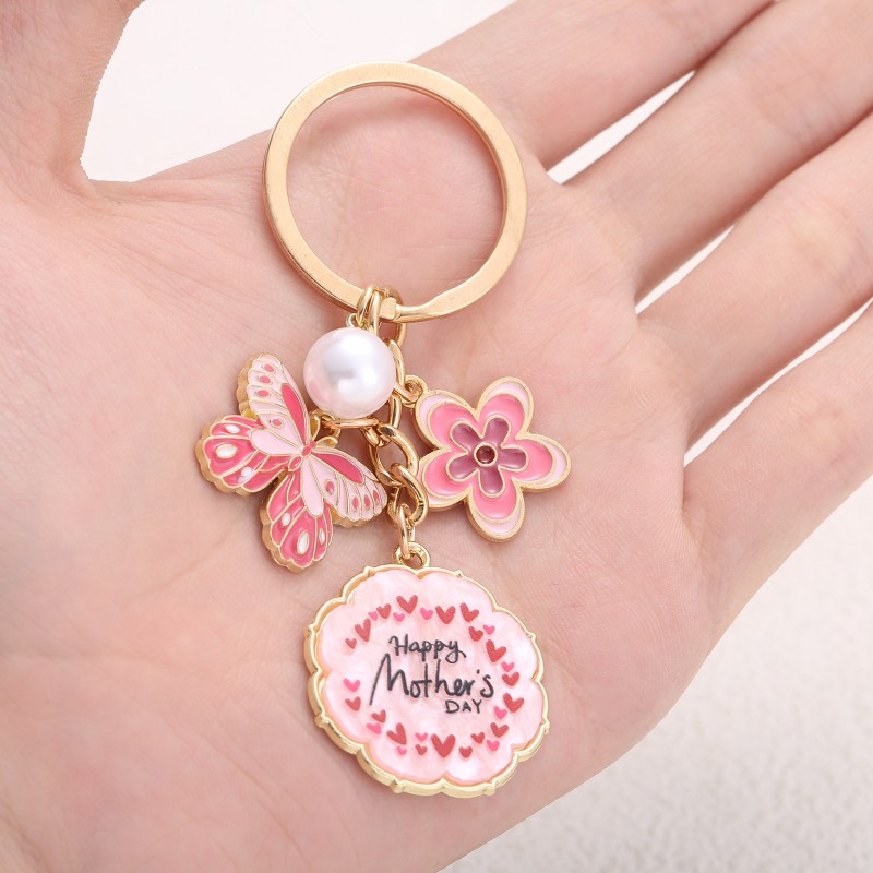 Keychain Factory - Butterfly Flower Pendant Metal Alloy Keyring for Mother's Day