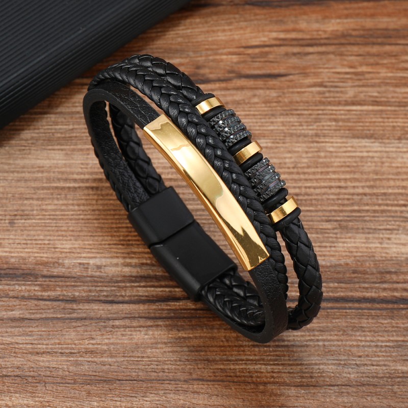 Braided Bracelet Manufacturer - New Creative Braided Leather Personality Fashion Magnetic Bracelet