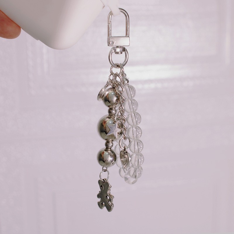 Bag Keychain Manufacturer - Ins Sweet Cool Wind Beaded Stars Moon Bag Key Chain Metal Pendant