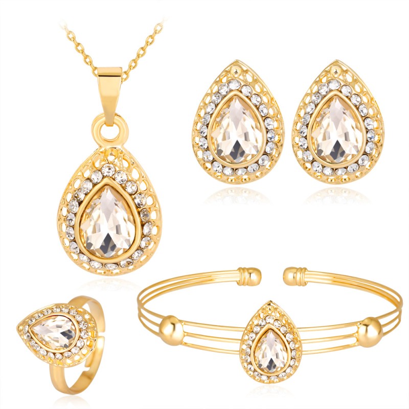 Heart Crystal Set Manufacturer - Fashion Heart Shape Crystal Necklace Bracelet Earrings Set